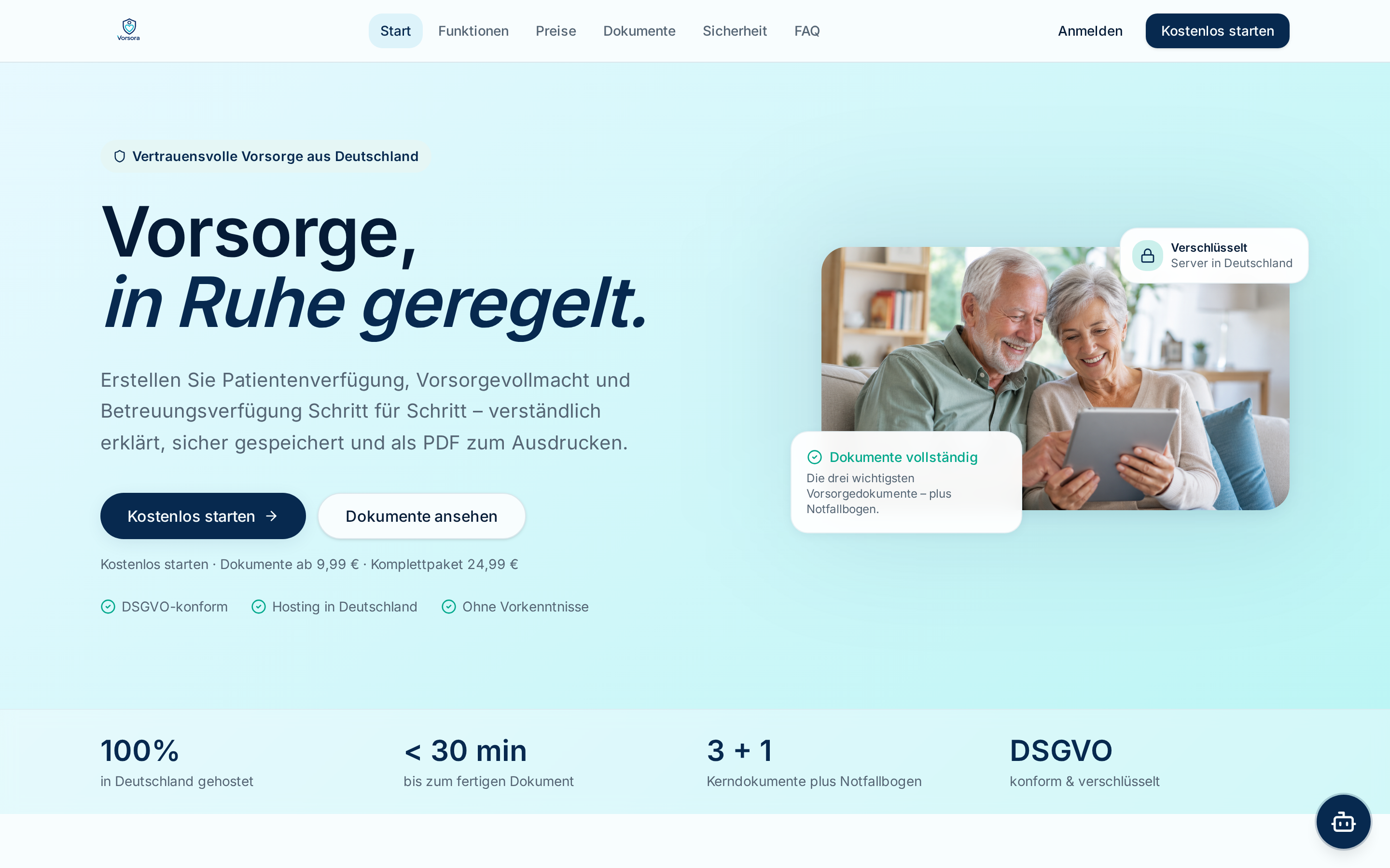 Screenshot der Live-Website von Vorsora